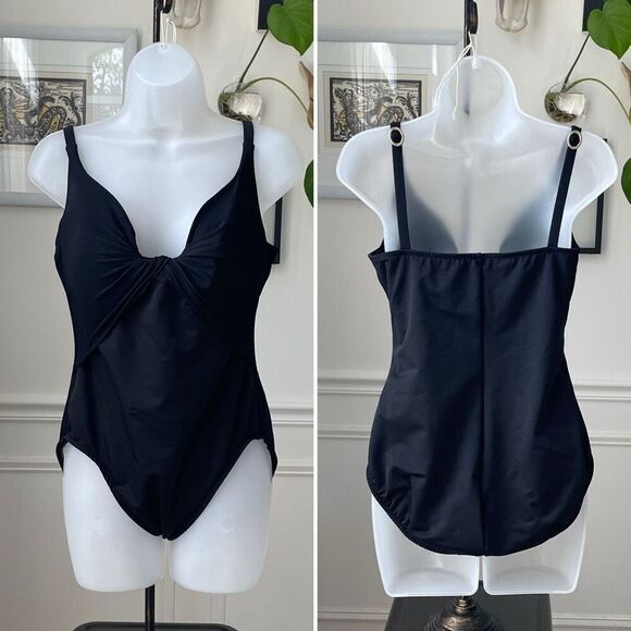 Vintage 90s MiracleSuit Black One Piece Swimsuit Union Label 14 - Picture 1 of 9